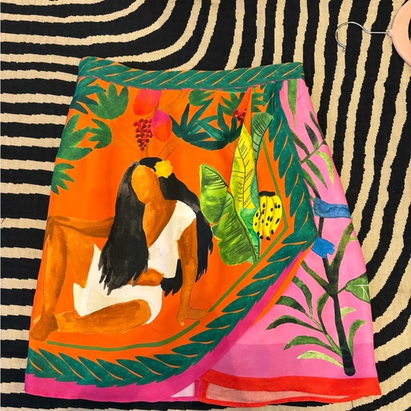 FARM Rio Colorful Tropical A-Line Skirt